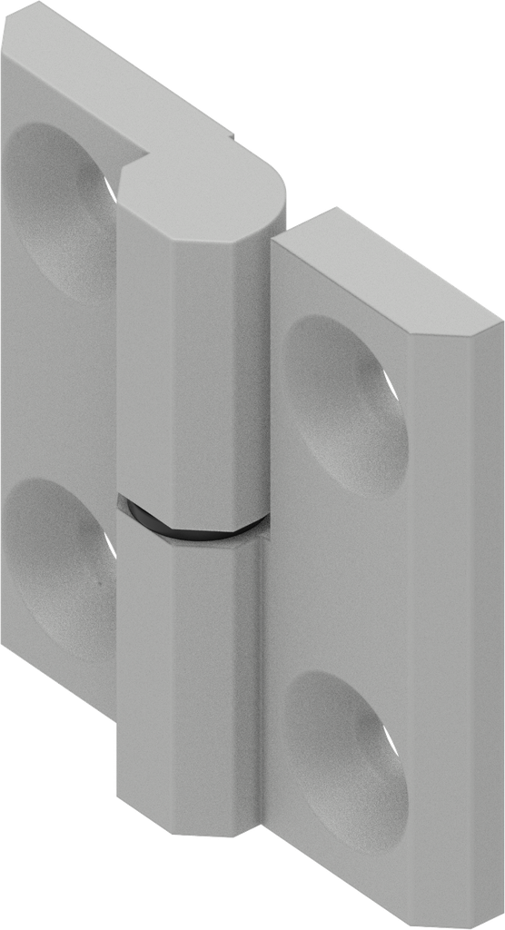 180° Hinge, right version, Zinc die white aluminium powder-coated