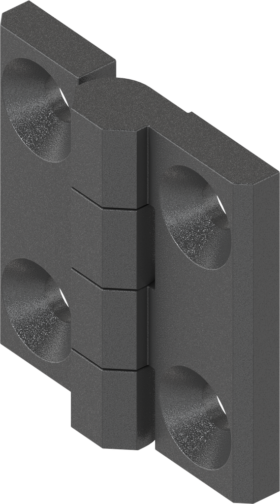 180° Hinge without hinge pin, Aluminium black powder-coated