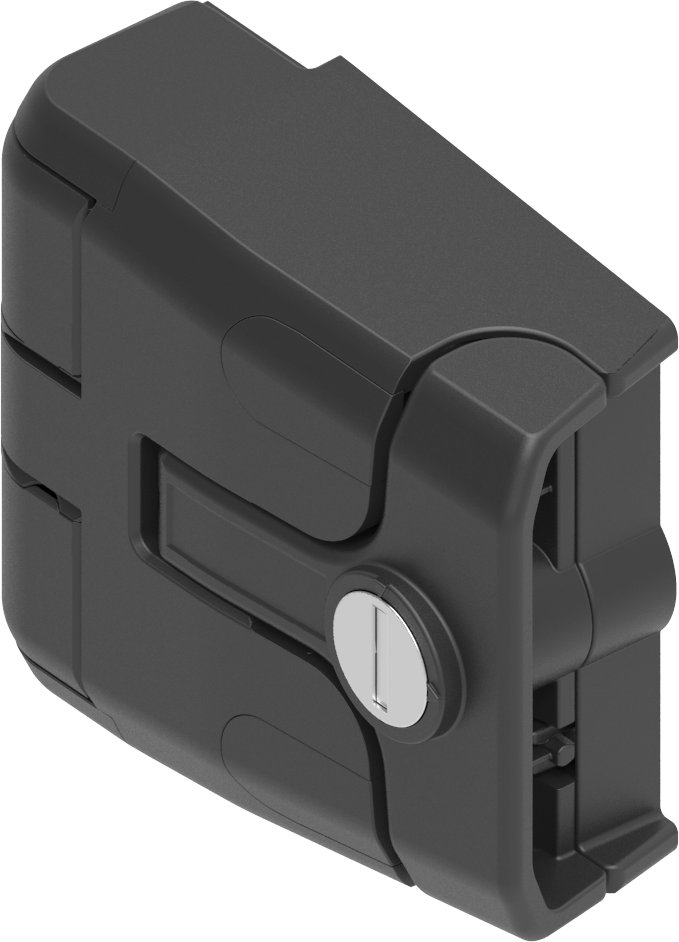 Latch-Hinge with pressure relief, keyed 9081, Polyamide GF black