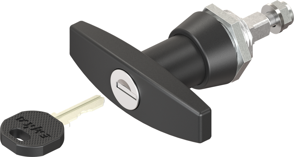 T-handle, keyed different, Zinc die black powder-coated