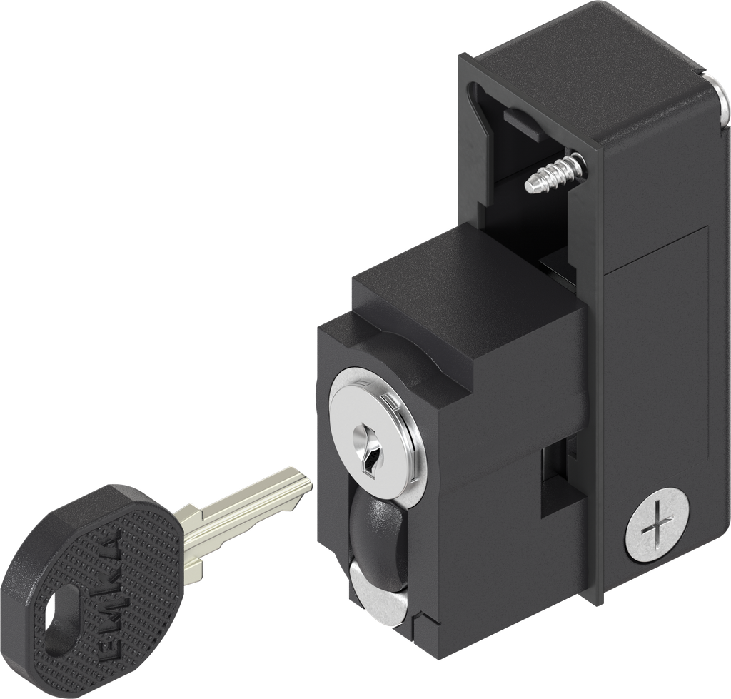 Locking set profile half cylinder with push button and round cylinder, keyed different, Polyamide GF black