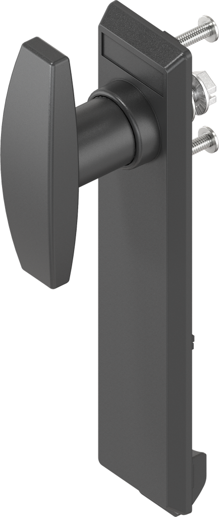 Escutcheon with T-handle, non-keyed, Polyamide black and zinc die black powder-coated