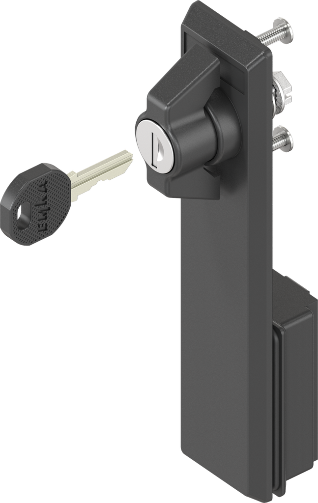 Escutcheon with wing knob, keyed different, Polyamide black and zinc die black powder-coated