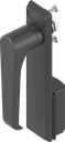 Escutcheon with L-handle, non-keyed, Polyamide black and zinc die black powder-coated