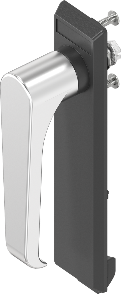 Escutcheon with L-handle, non-keyed, Stainless steel and polyamide black