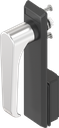 Escutcheon with L-handle, non-keyed, Stainless steel and polyamide black