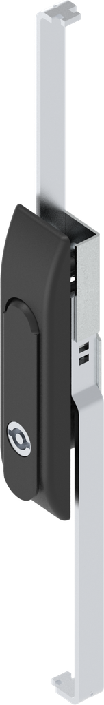 Schwenkgriff mit Schlossstangen mit Betätigung  Doppelbart 5, Polyamid und GD-Zn schwarz gepulvert