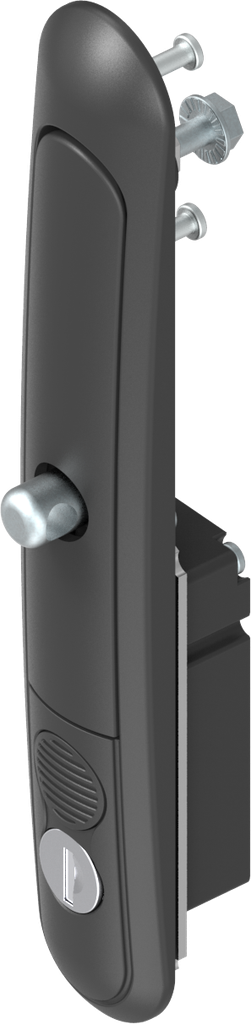 Schwenkgriff mit Druckknopf 1185 für Zunge oder Stangenschloss unterschiedliche Schließung und für Vorhangschloss, GD-Zn schwarz gepulvert