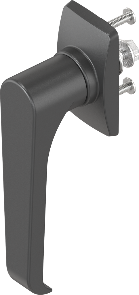 Escutcheon short with L-handle, non-keyed, Polyamide black and zinc die black powder-coated