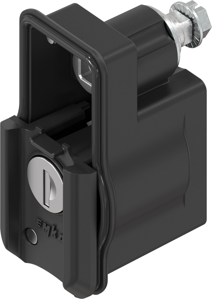 Locking set, right version, with round cylinder, keyed different, Zinc die black powder-coated for outdoor use