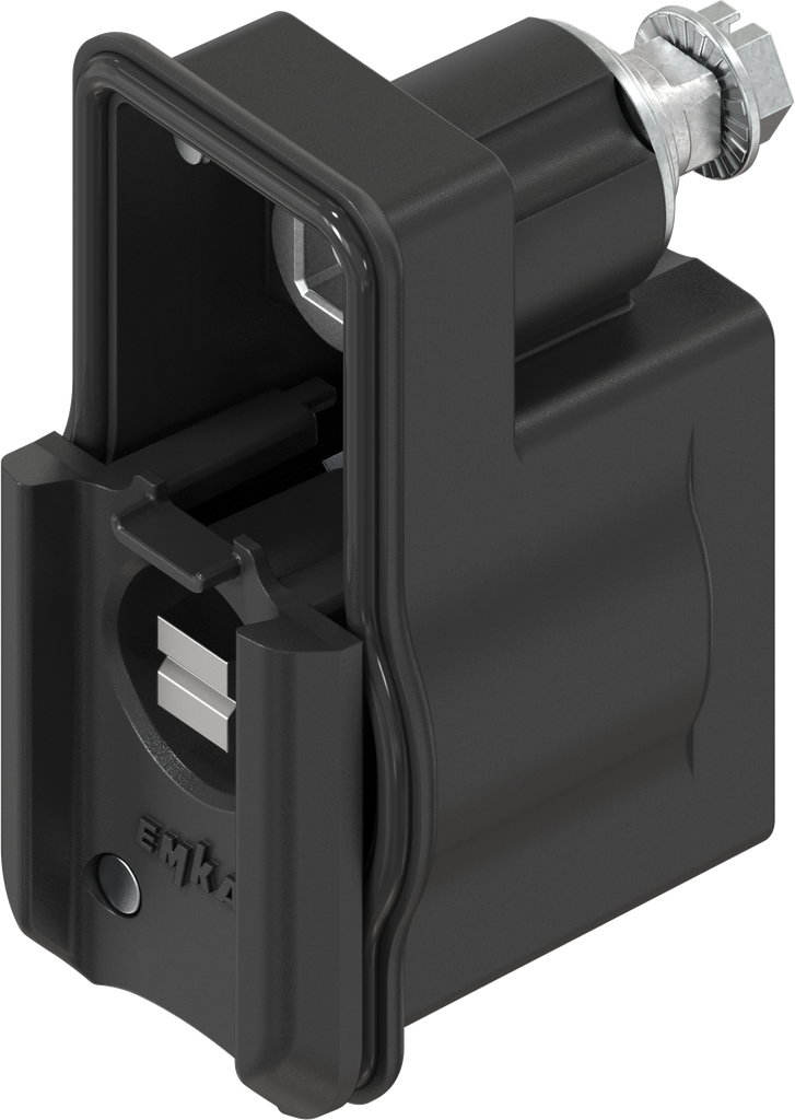 Baustein links mit Betätigung Bahn, GD-Zn schwarz gepulvert für Außenanwendung