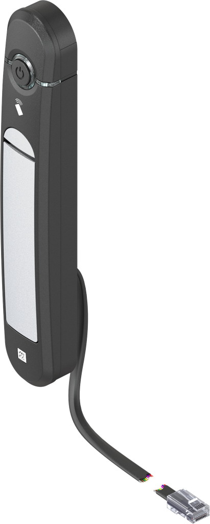 Schwenkgriff Agent E Wired mit RFID Kartenleser 13,56 MHz, GD-Zn weißaluminium gepulvert und Polyamid GF schwarz