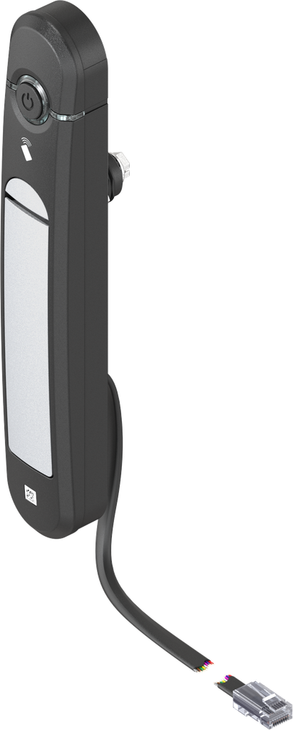 Schwenkgriff Agent E Wired mit RFID Kartenleser 13,56 MHz, GD-Zn weißaluminium gepulvert und Polyamid GF schwarz