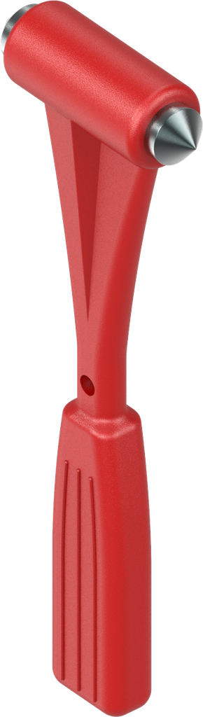 Emergency hammer with hardened steel pin, Polypropylene red