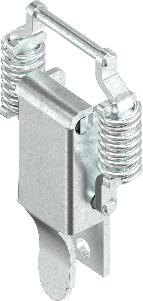 Toggle latch with springs for tolerance compensation without padlock facility, drilled, Steel zinc-plated DS plus top coat