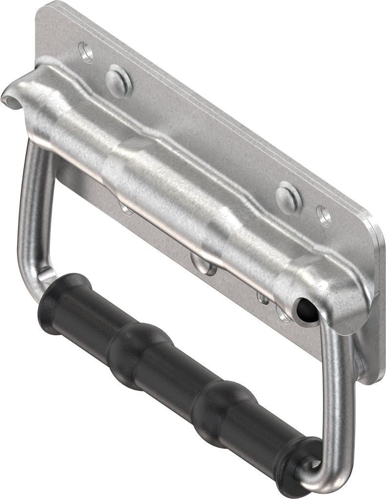 Chest handle with piano wire torsion spring, Steel zinc-plated DS plus top coat