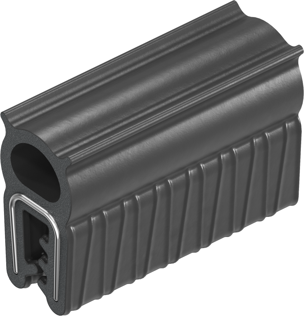 Sealing profile made of fire protection material, self-clamping, Silicon solid material 60 ± 5 Shore A black