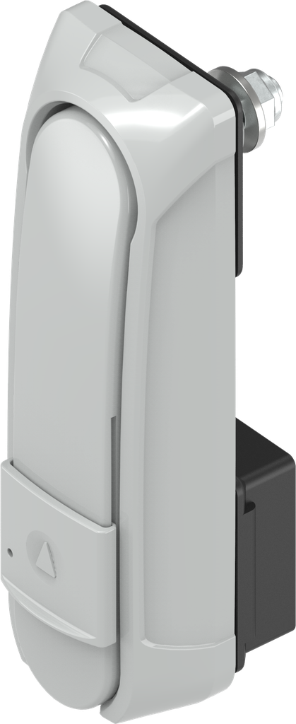 Schwenkgriff "kurz" mit RC2, mit elektromechanische Entriegelung und für Profil-Halbzylinder 40 mm oder 45 mm (A = 30 mm oder 45 mm), GD-Zn grau gepulvert