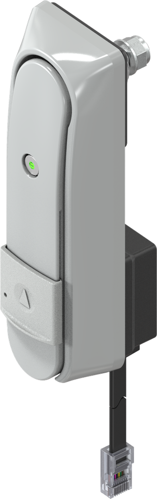 Swinghandle "short" with RC2, with electromechanical release and for profile half cylinder 40 mm or 45 mm (A = 30 mm or 45 mm), Zinc die grey powder-coated RAL 7038