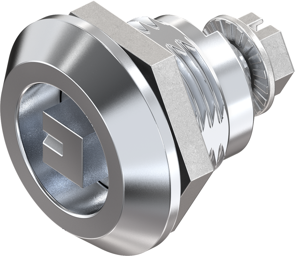 Vibrationsresistenter Vorreiber Vierkant 8 mit Markierung, GD-Zn verchromt