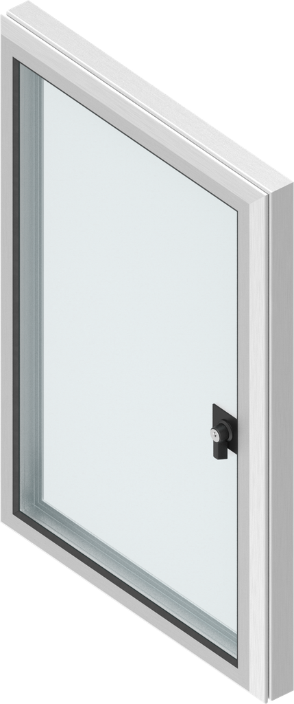 Aluminium window with 30 mm frame with wing knob quarter turn at the front, keyed 2233X, Aluminium anodized