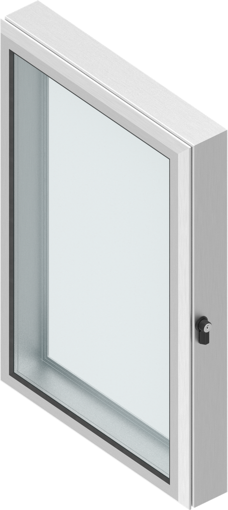 Aluminium window with 61 mm frame with wing knob quarter turn on the side, keyed 2233X, Aluminium anodized