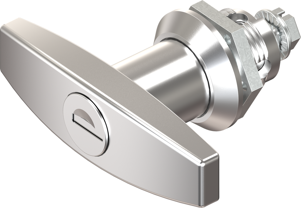 T-handle quarter turn, keyed different, Zinc die chrome-plated