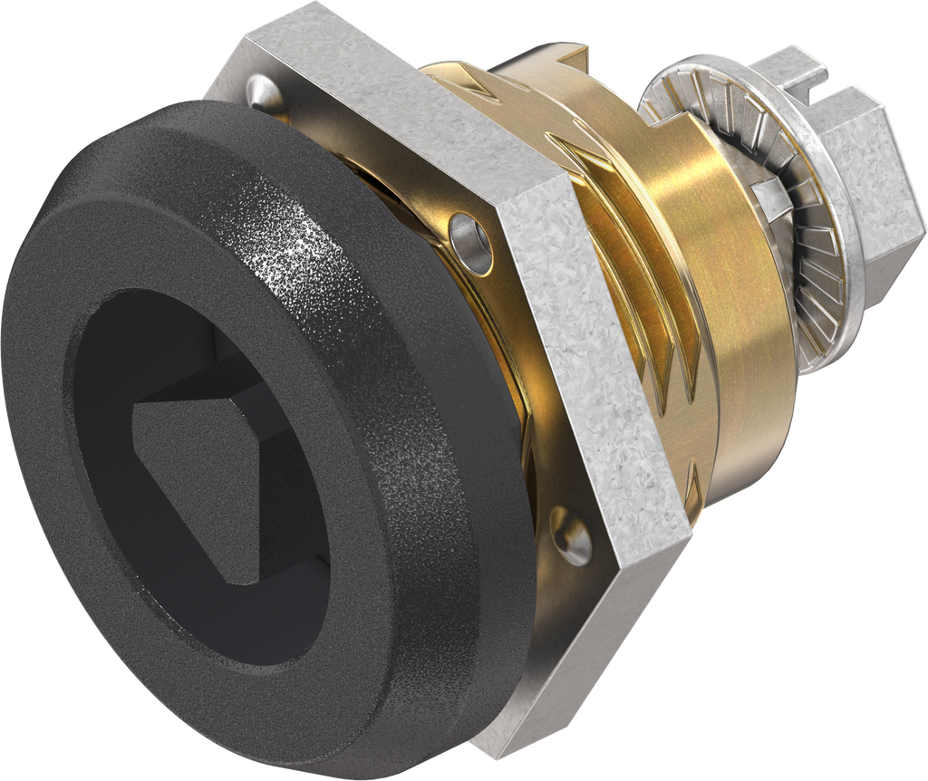 Sicherheits-Vorreiber Dreikant 8, Messing und GD Zn schwarz gepulvert