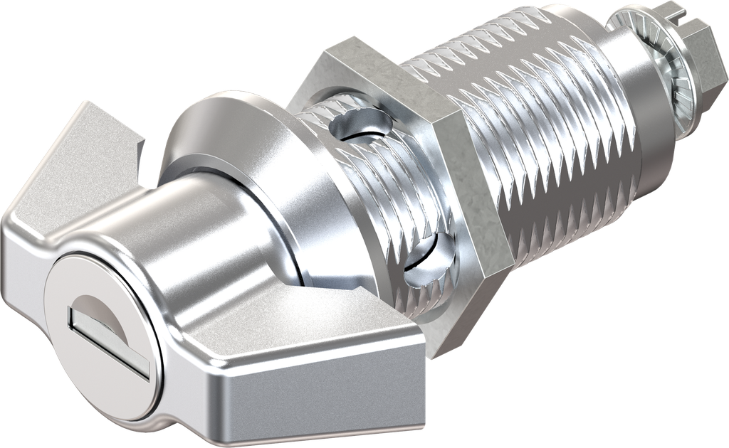 Wing knob quarter turn, keyed EK 333, Zinc die chrome-plated