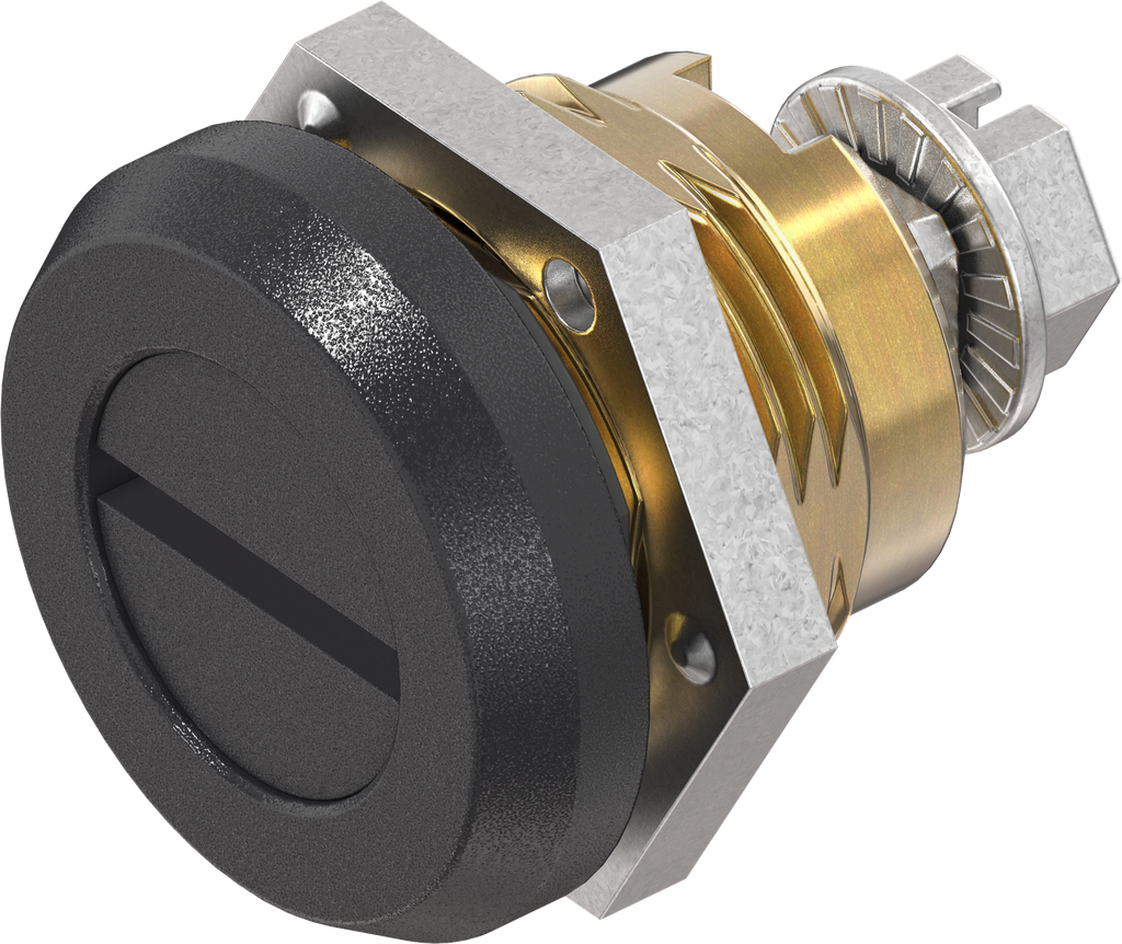Safety quarter turn slot 2 x 4, Brass and zinc die black powder-coated