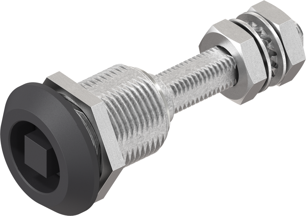 Compression latch with adjustable cam height, square 8, Zinc die black powder-coated