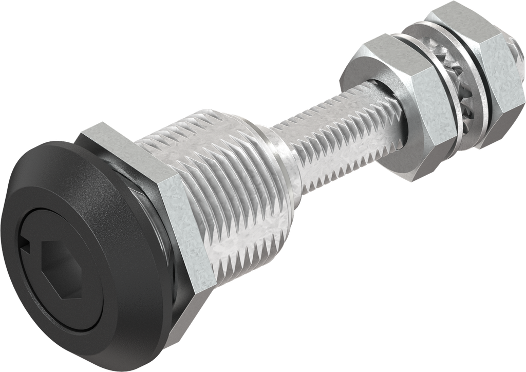 Compression latch with adjustable cam height, hexagon female SW 8, Zinc die black powder-coated