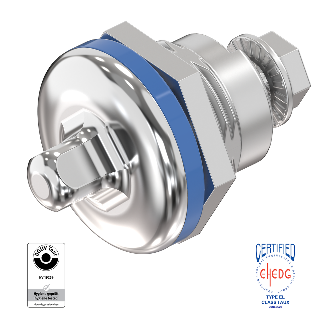 Quarter turn square 8 for hygienic area food, Stainless steel AISI 303