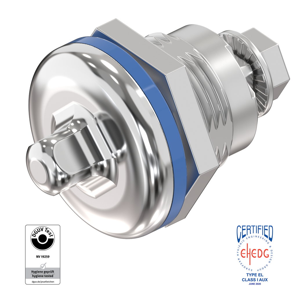 Compression latch square 8 for hygienic areas food and medical sector, Stainless steel AISI 316L