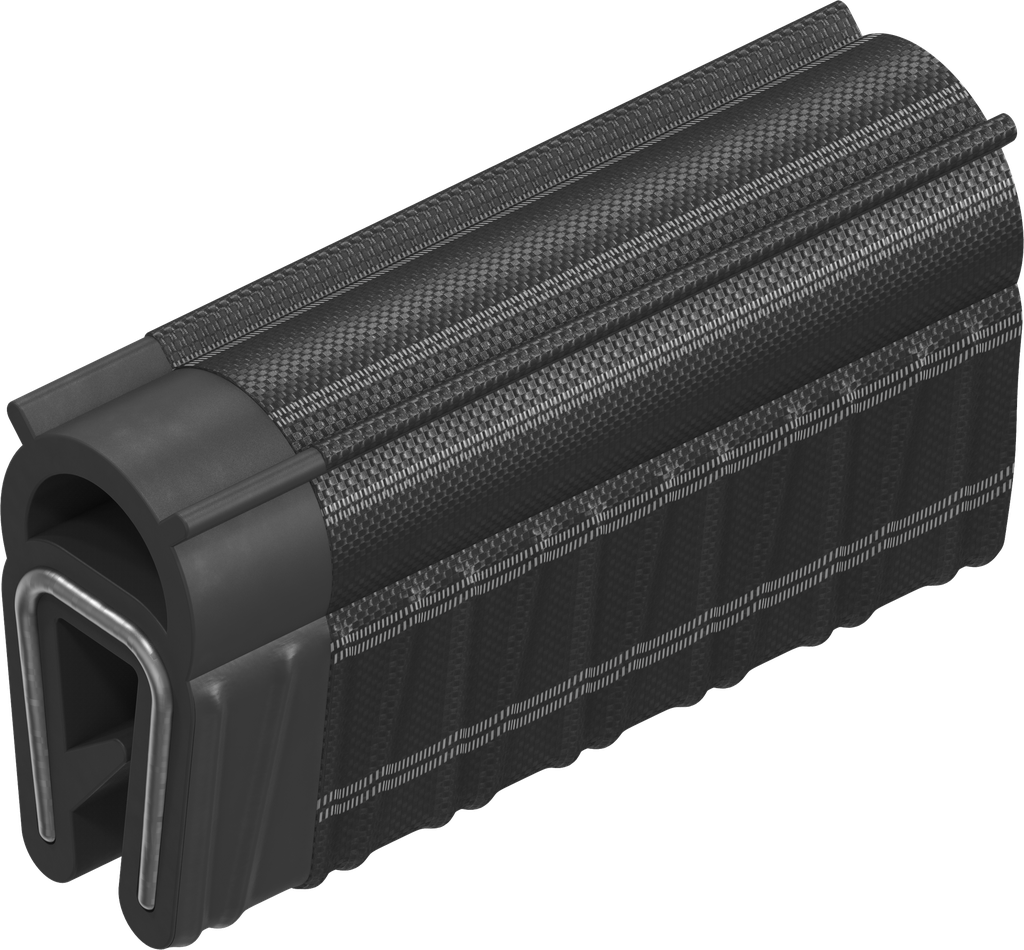 EMC sealing profile, self-clamping, Soft foam rubber EPDM with conductive overall coating