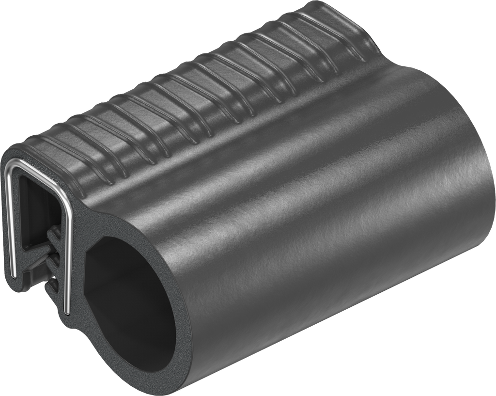 Sealing profile made of fire protection material, self-clamping, Foam rubber EPDM; clamping profile EPDM 65 ± 5 Shore A black
