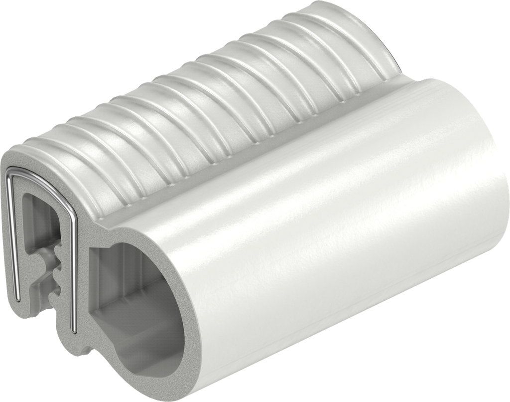 Sealing profile made of fire protection material, self-clamping, Silicon solid material 75 ± 5 Shore A pure white