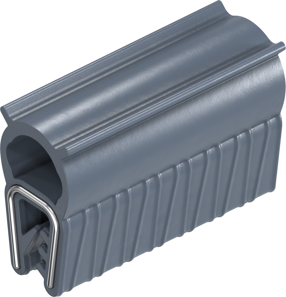 Sealing profile made of fire protection material, self-clamping, Silicon solid material 70 ± 5 Shore A blue black
