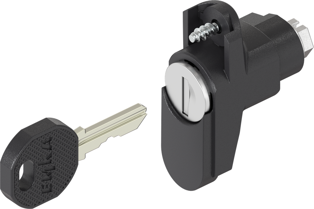 Locking set with round cylinder, keyed EK 333, Polyamide GF black
