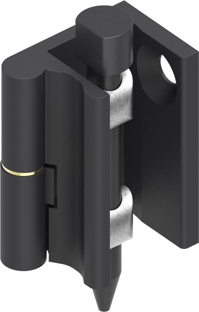 180° Hinge, left version, Zinc die black powder-coated