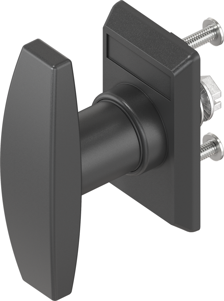 Escutcheon with T-handle, non-keyed, Polyamide black and zinc die black powder-coated