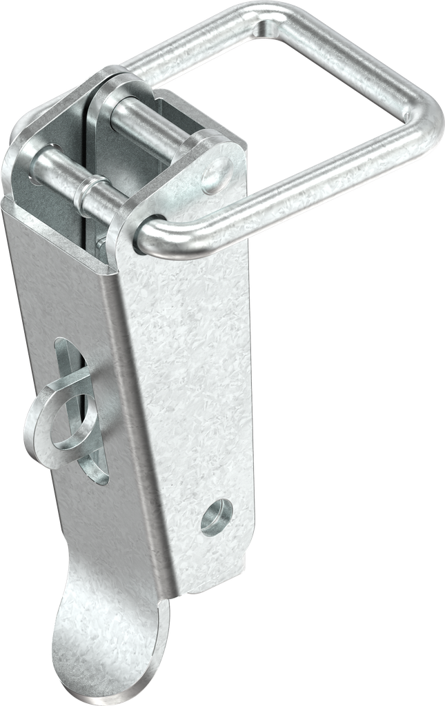 Toggle latch with wire toggle latch and padlock facility, drilled, Steel zinc-plated DS plus top coat