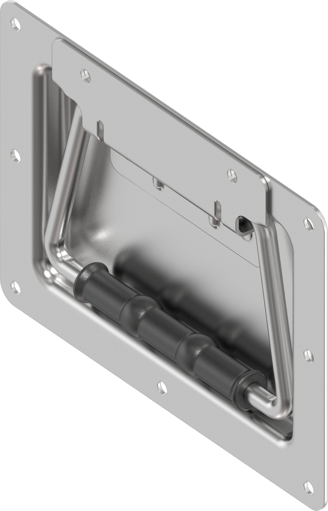 Toggle latch for corners without padlock facility, drilled, Stainless steel AISI 304
