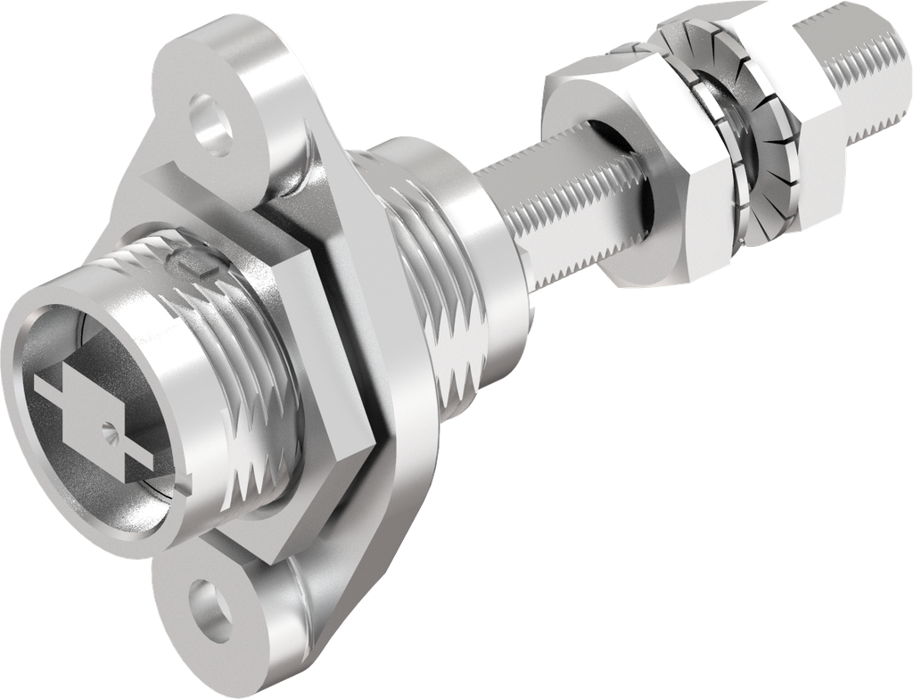 Compression latch for flush mounting version railway with outer rack, left version, Stainless steel AISI 316