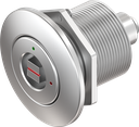 Safety quarter turn version railway with optical opening indicator and marking, left version, Stainless steel AISI 316