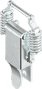 Toggle latch with springs for tolerance compensation without padlock facility, drilled, Steel zinc-plated DS plus top coat