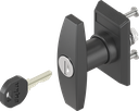 Escutcheon with T-handle, keyed different, Polyamide black and zinc die black powder-coated