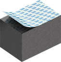 Cell sponge rubber 20 x 20 mm, EPDM black stretch eliminating and self-adhesive